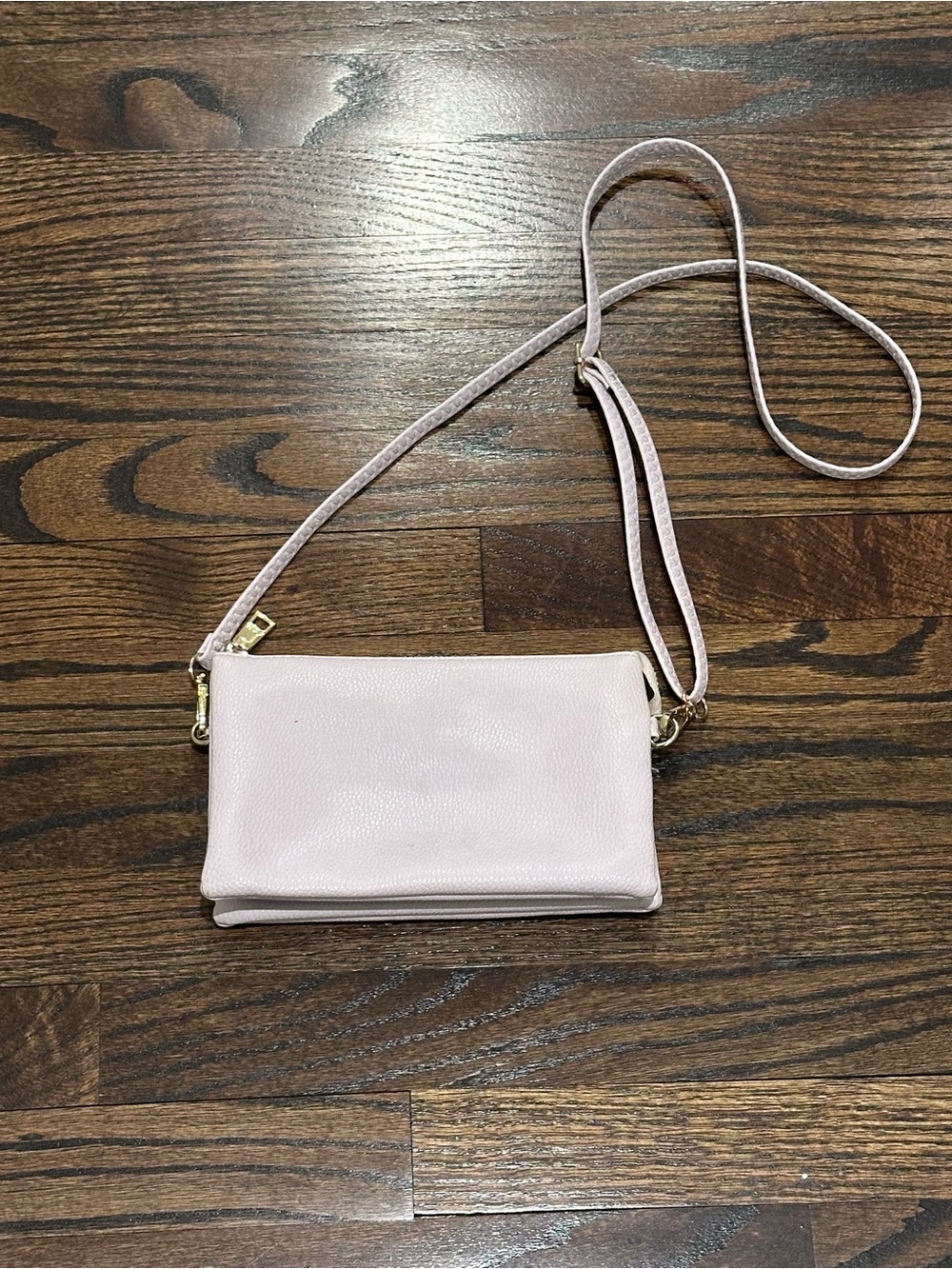 Jen & Co Vegan Leather Crossbody Bag in Pale Pink